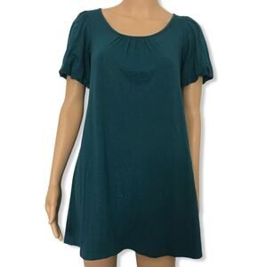 Splendid Dark Teal Sparkle Cap Puff Sleeve Tunic Top S
